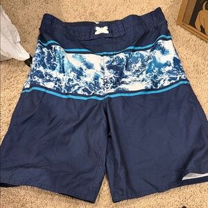 Boys Blue Ocean Wave Swim Shorts